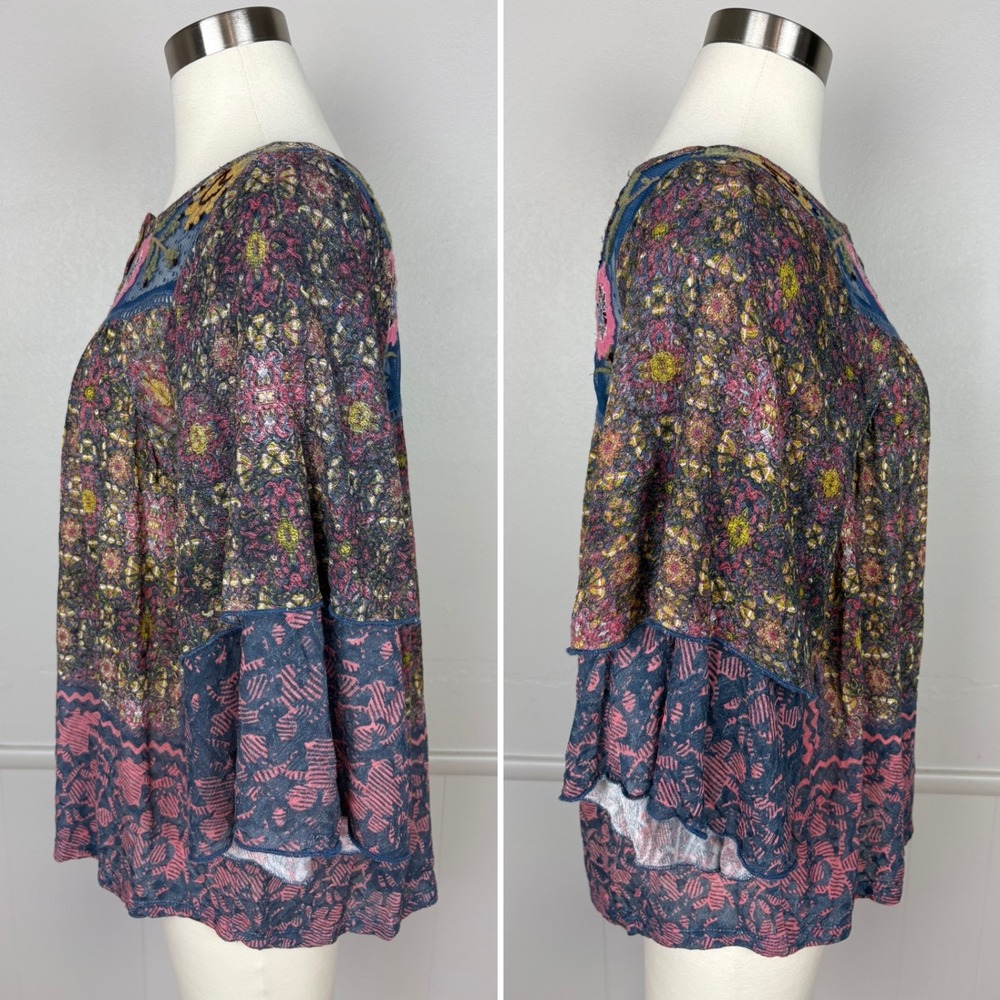 Anthropologie Postmark Ciutadella Top Lace Embroidered Floral Size M Bell Sleeve - Picture 9 of 17